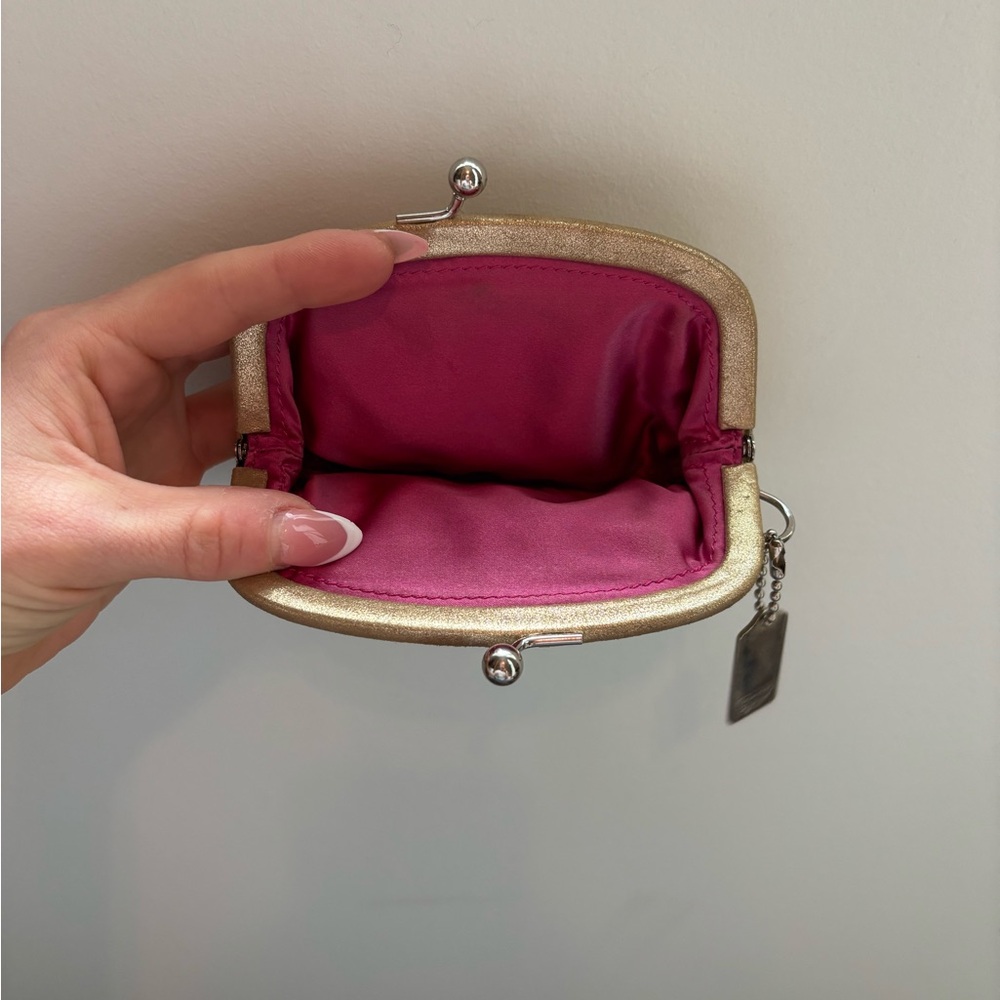Coach Gold Coin Purse silk and suede - Picture 3 of 4